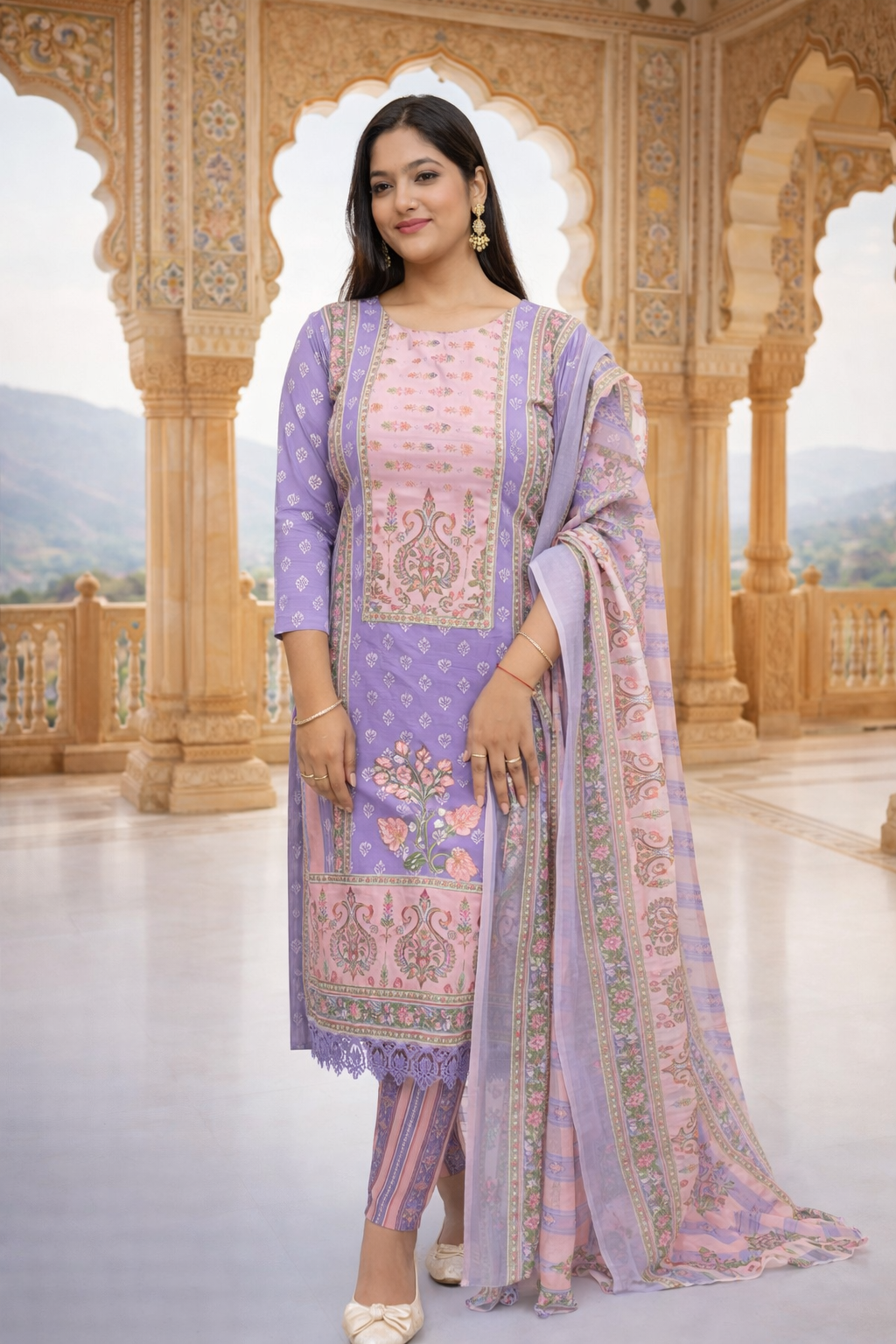 Pakistani Print Cotton Suit with Dupatta
