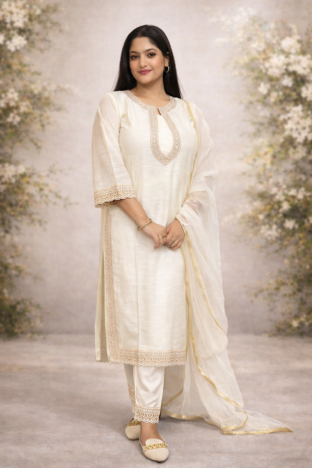 Ivory Suit with dupatta