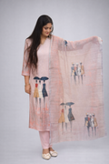 Blush Pink Printed Kurta Set with Artistic Dupatta