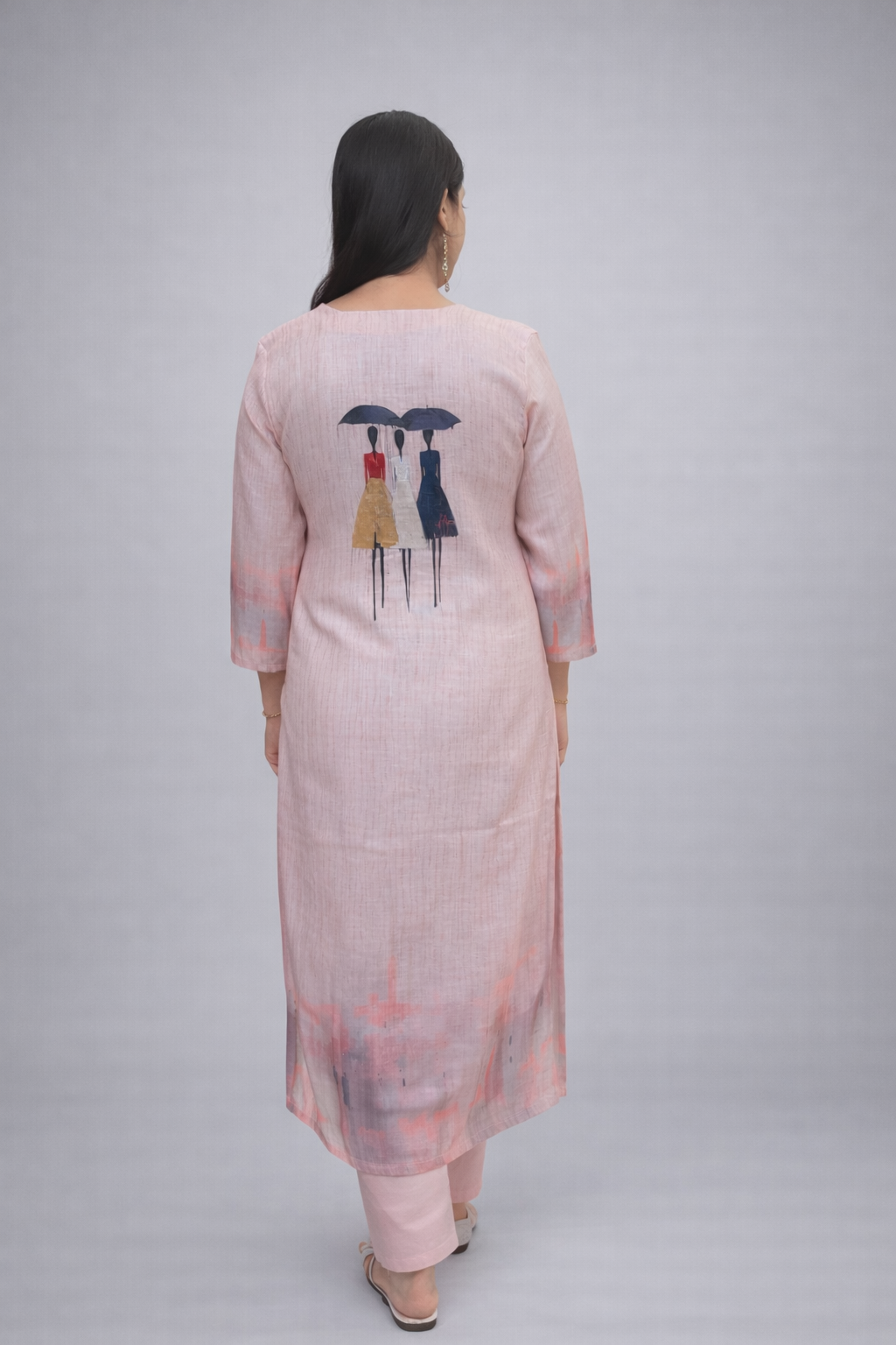 Blush Pink Printed Kurta Set with Artistic Dupatta