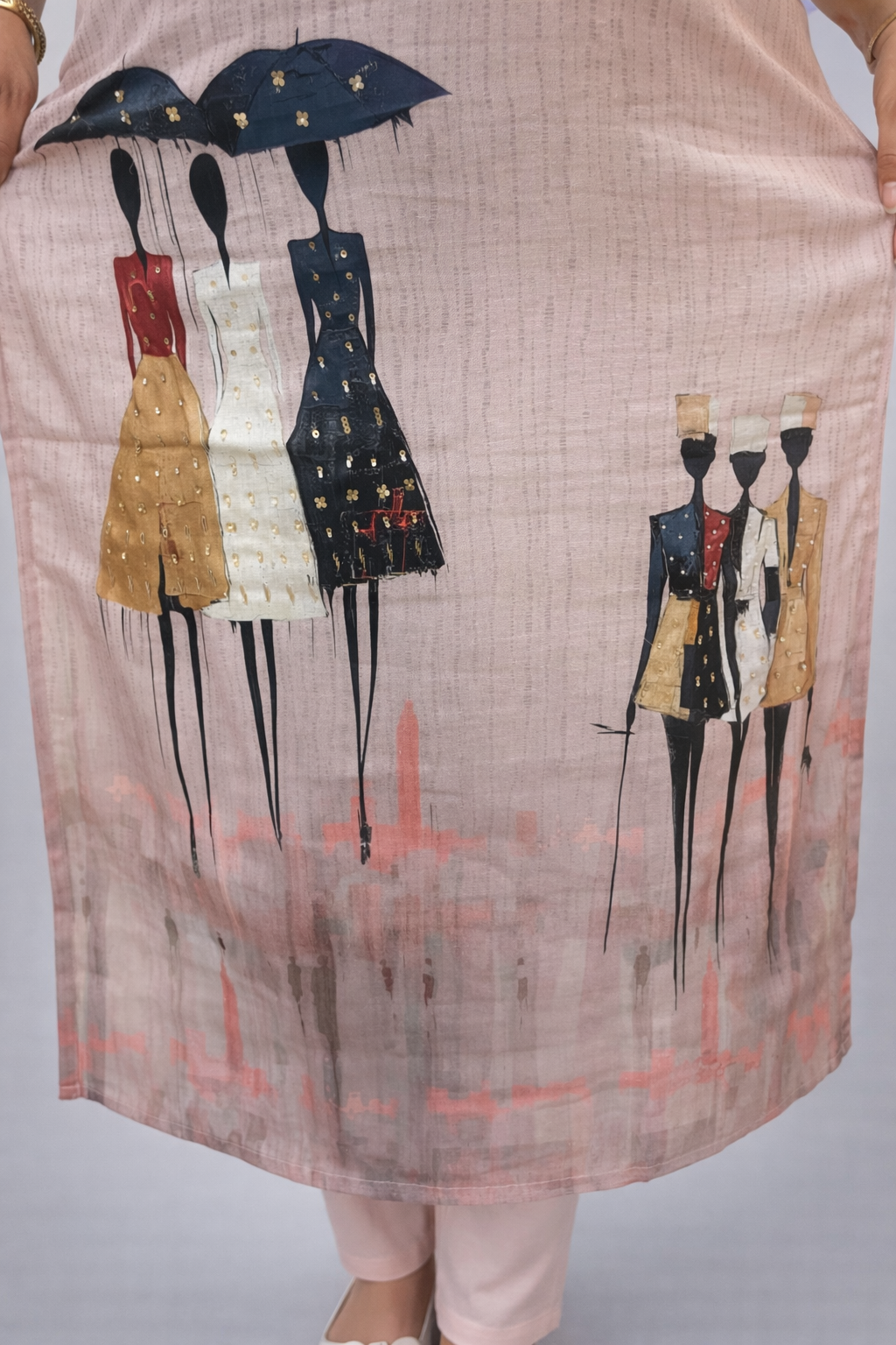 Blush Pink Printed Kurta Set with Artistic Dupatta