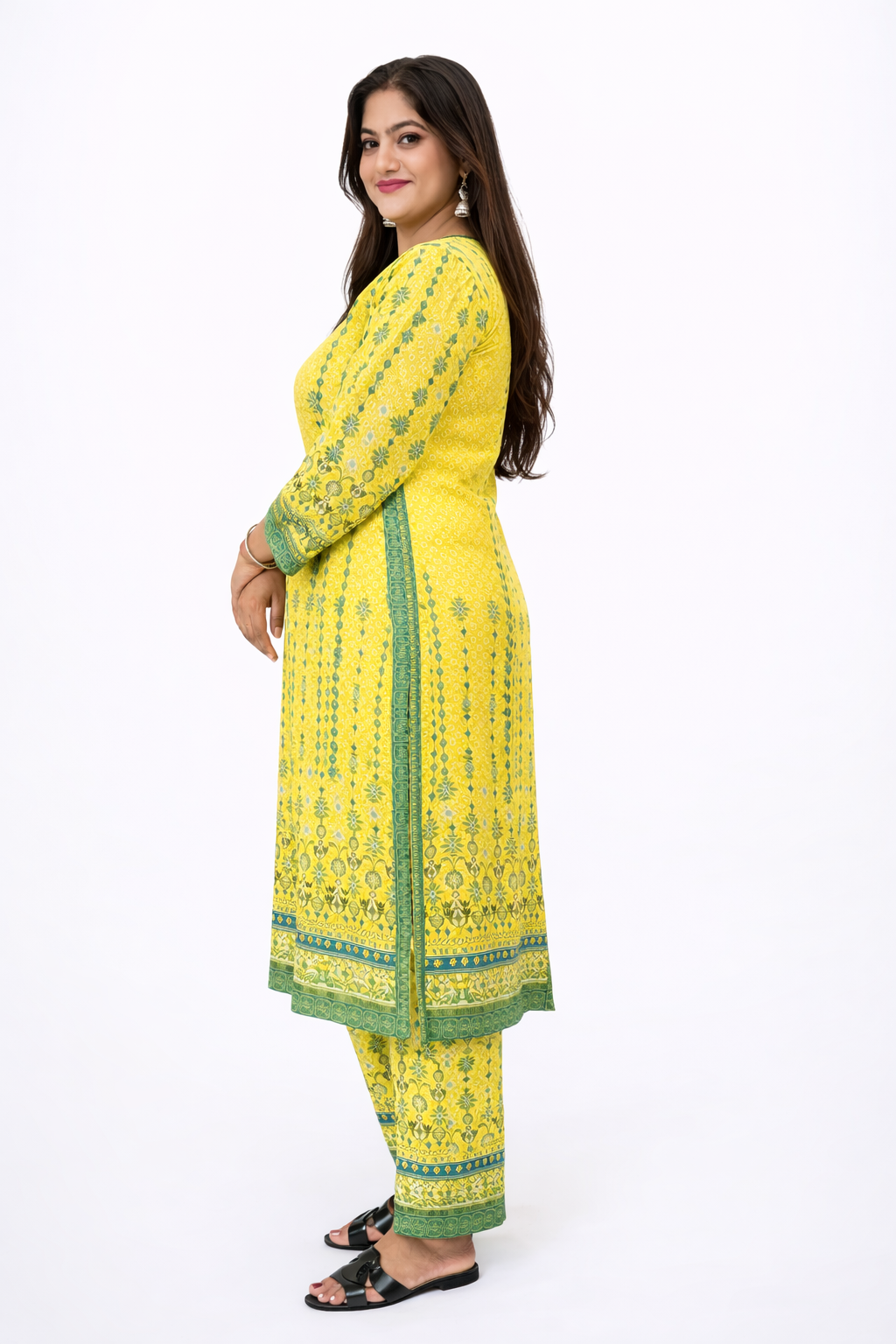 Yellow Geen Kurta & Pants Set