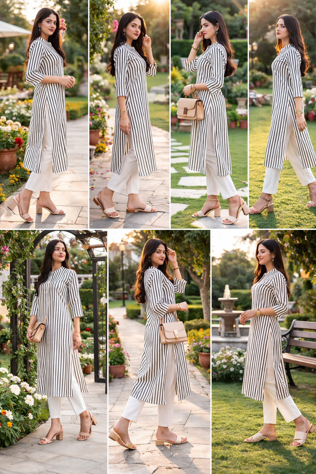 Black Striped Cotton Kurta