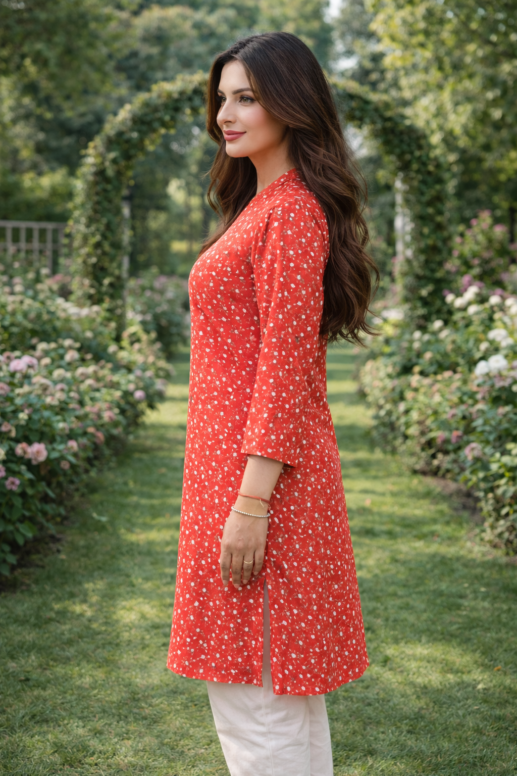 Red Printed Kurta