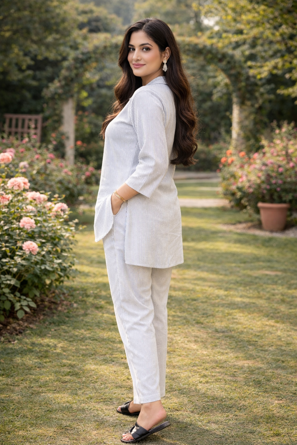 Blue & White Striped Co-ord Set