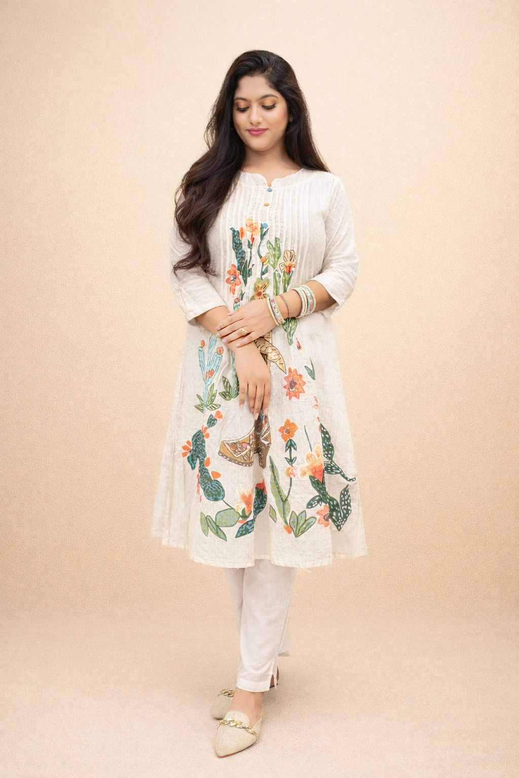 Pleated Lurex Cotton Co-ord Set