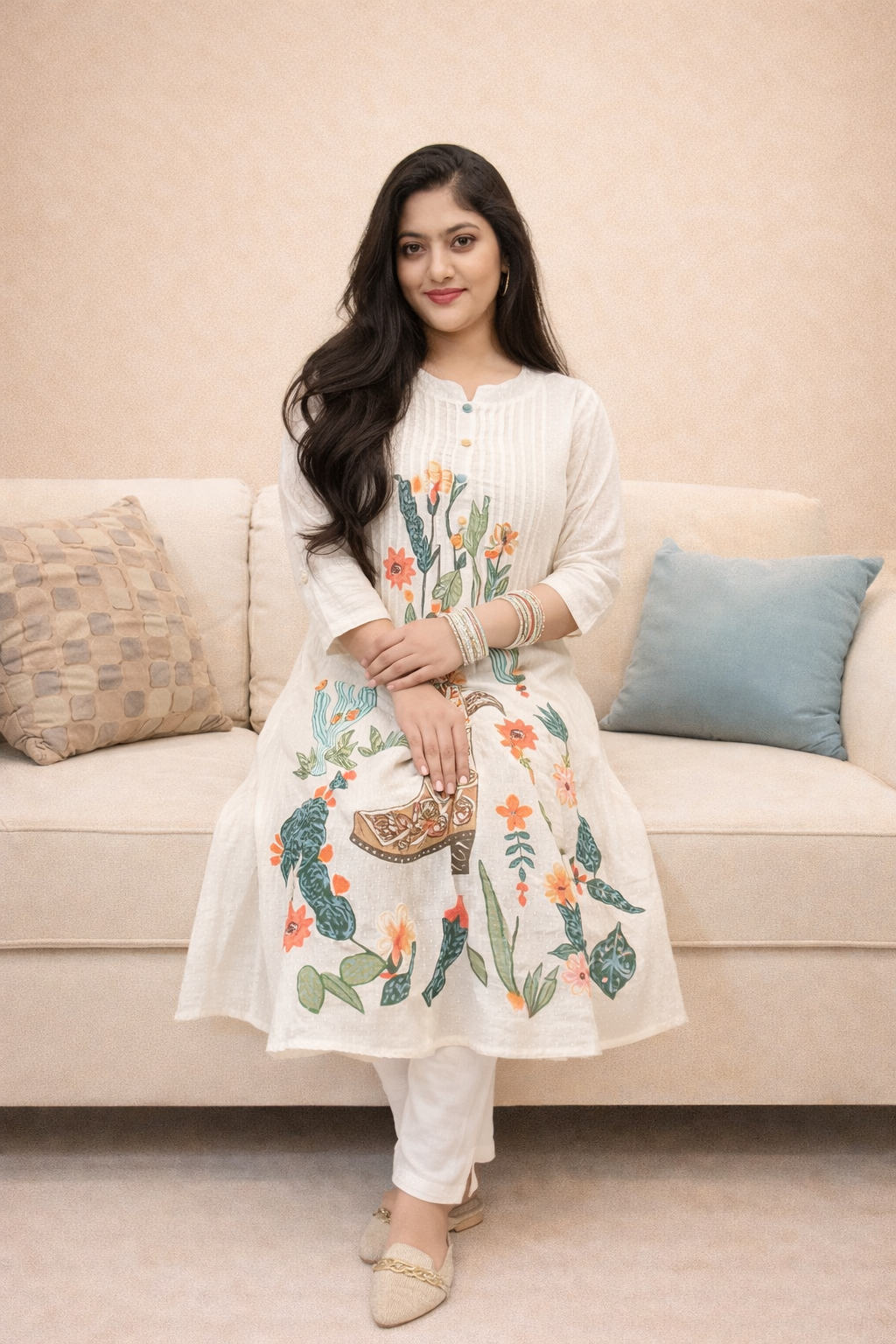 Pleated Lurex Cotton Co-ord Set