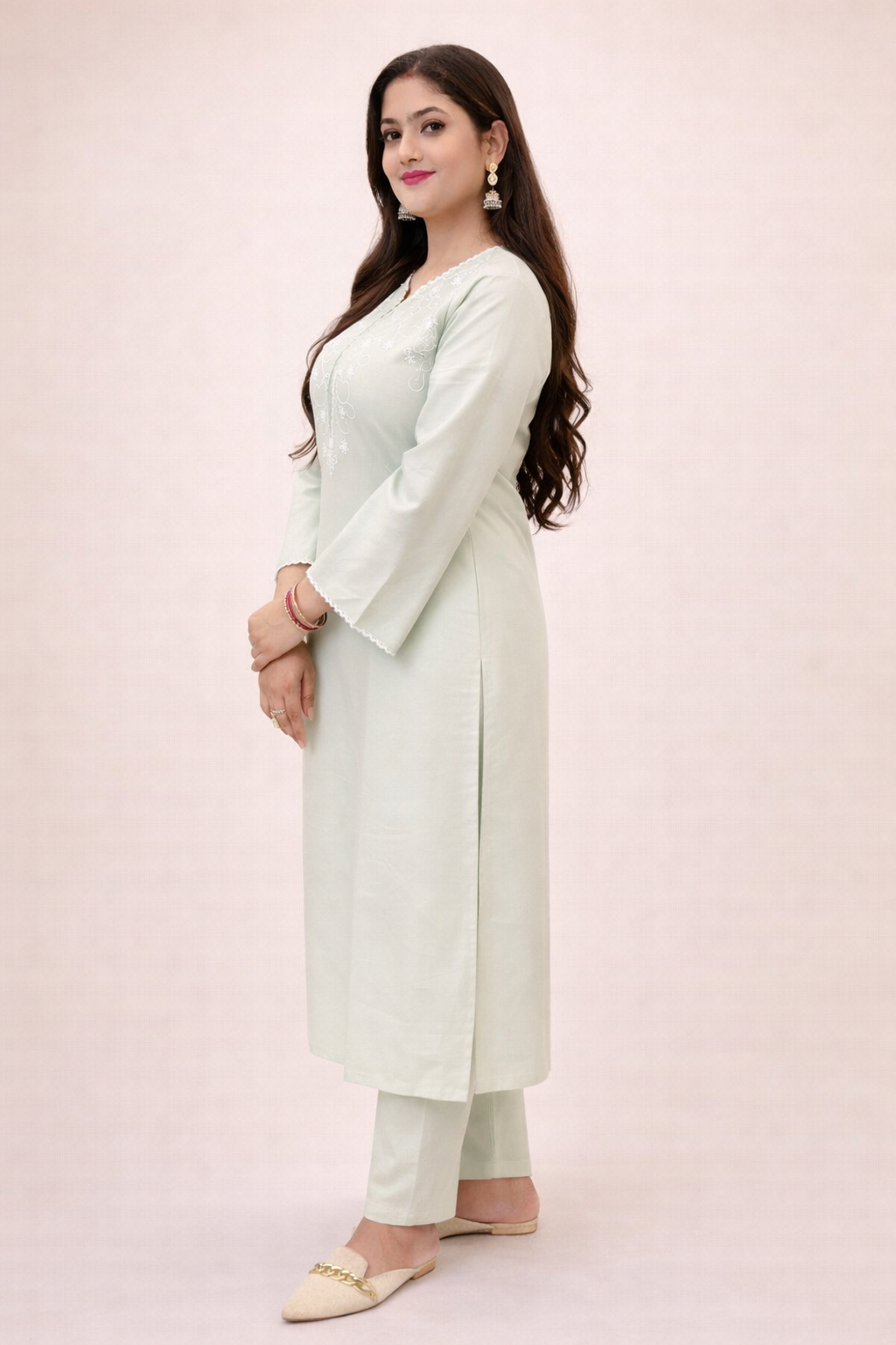Elegant Pastel Kurta & Pants Set