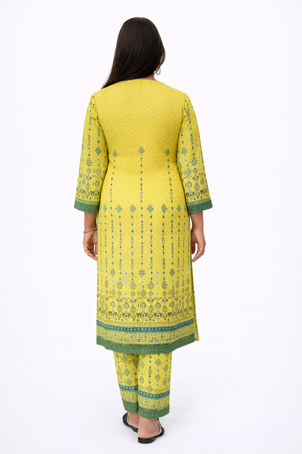 Yellow Geen Kurta & Pants Set