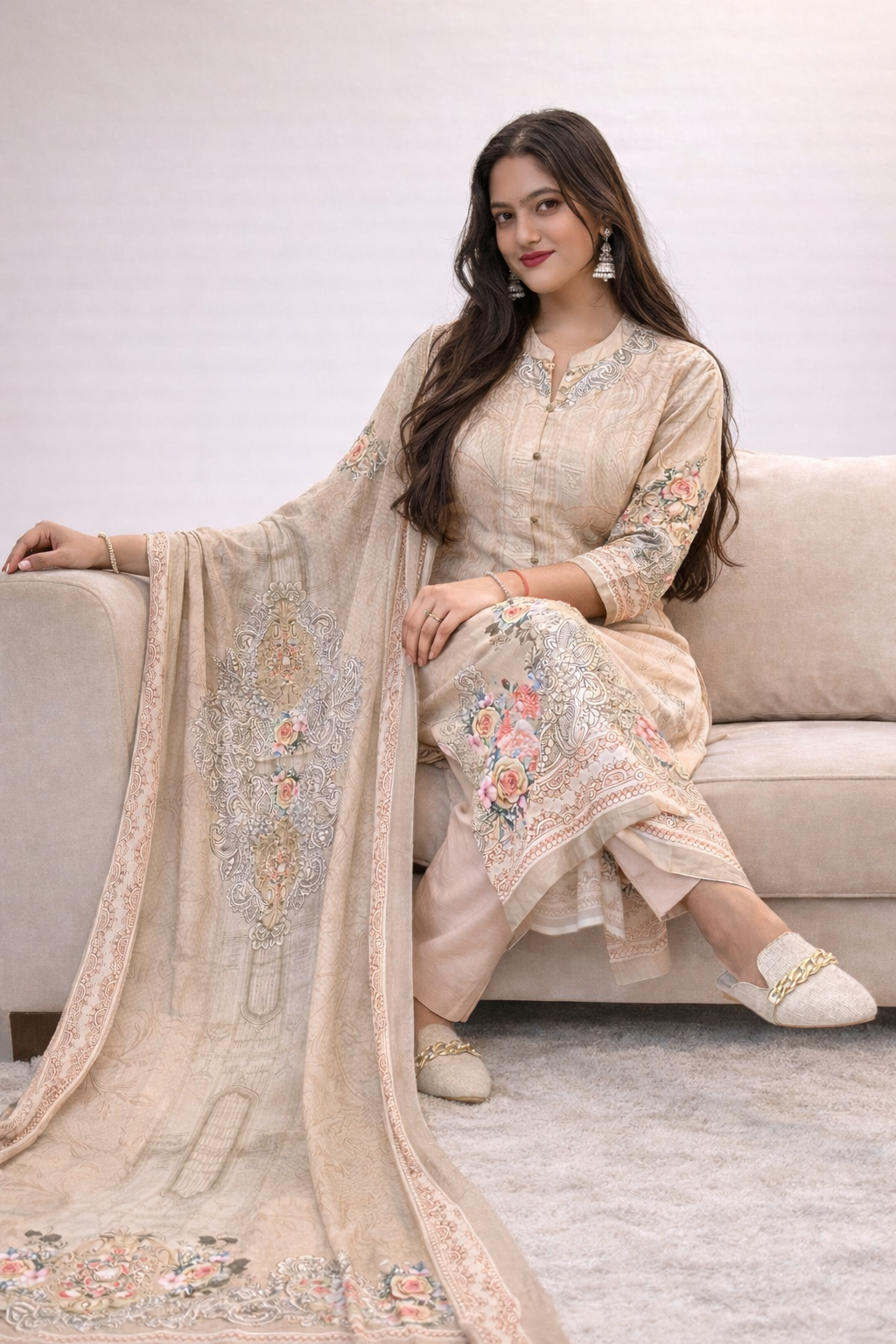 Beige suit set