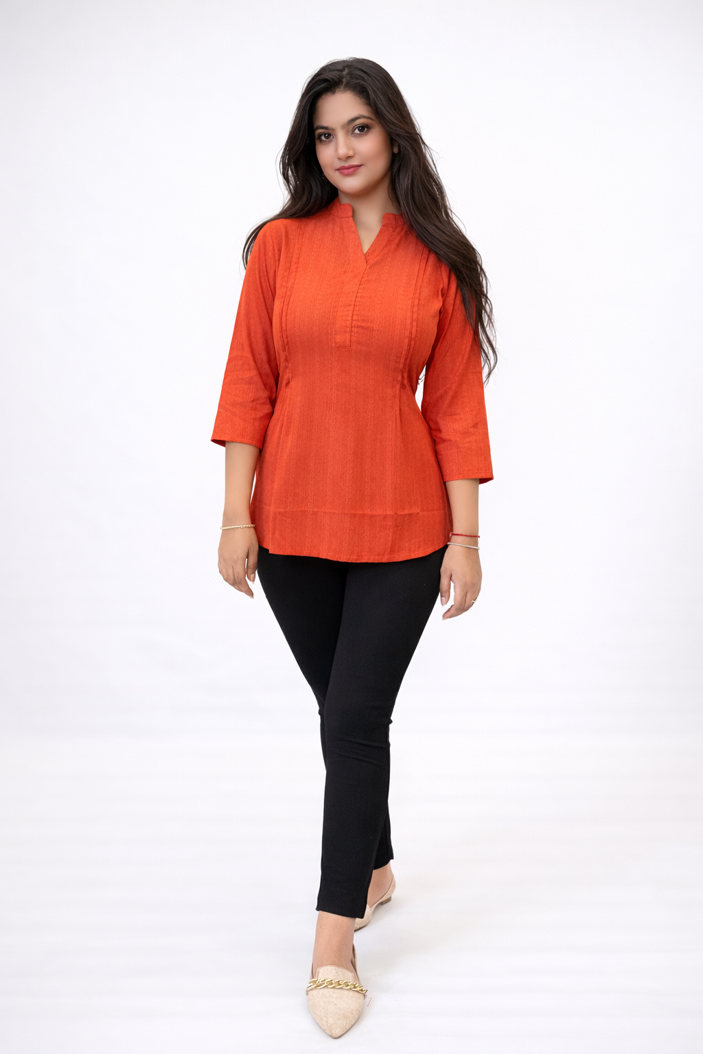 Rust Orange Textured Top
