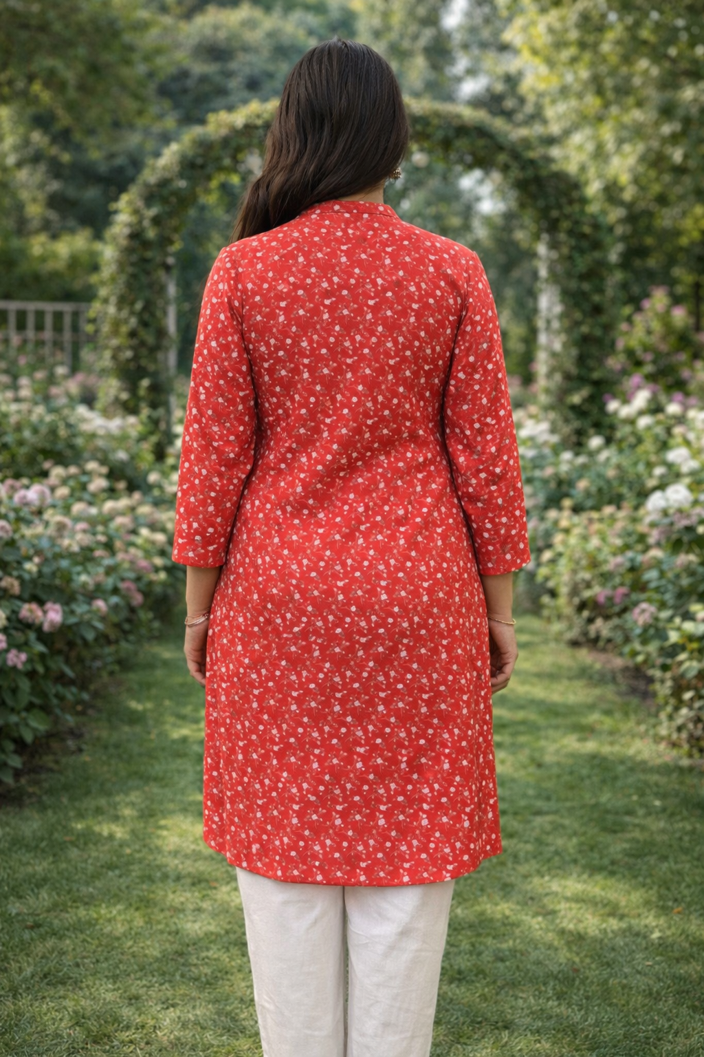 Red Printed Kurta