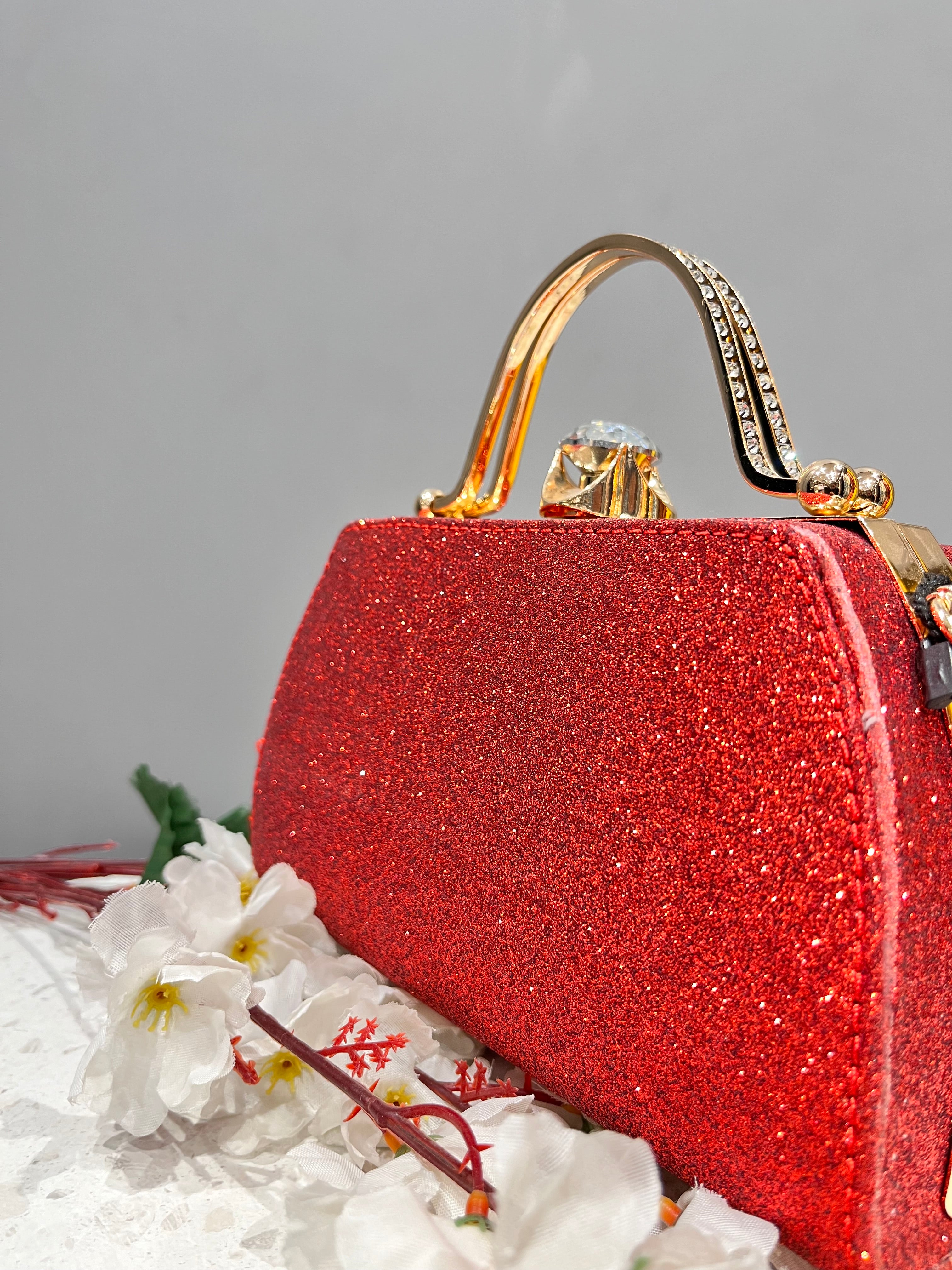 ❤️ Red & Golden Embellished Clutch