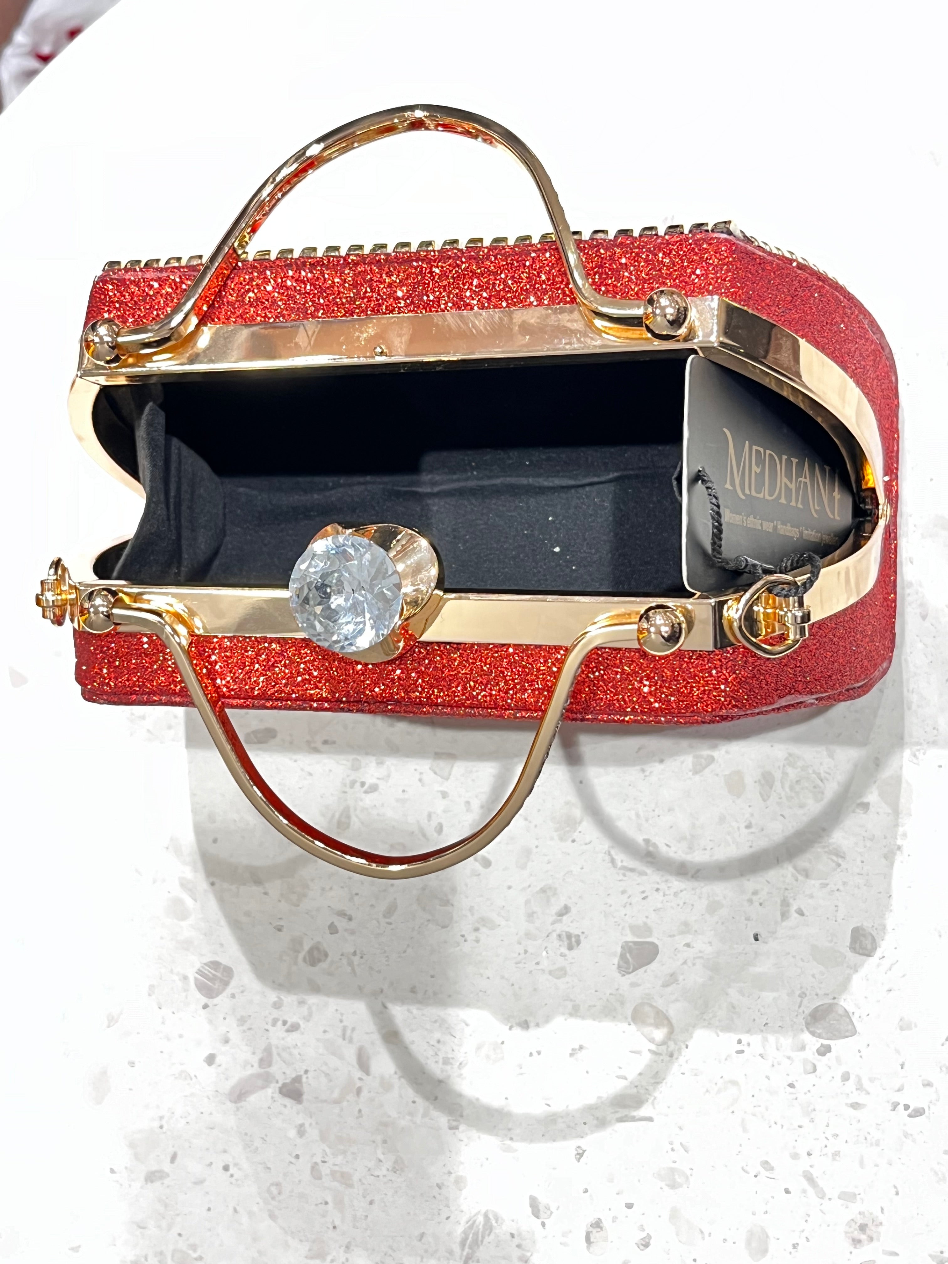 ❤️ Red & Golden Embellished Clutch