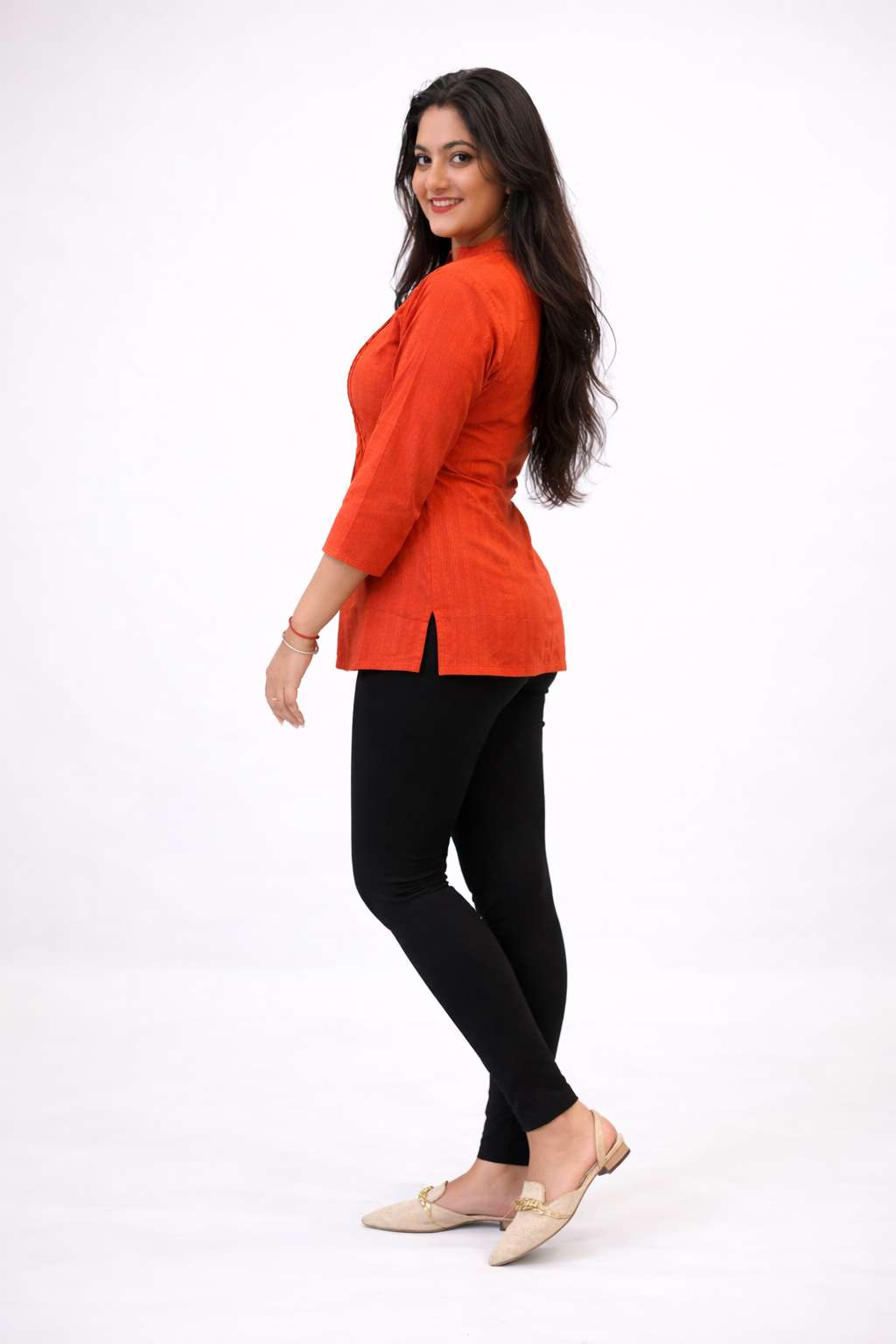 Rust Orange Textured Top