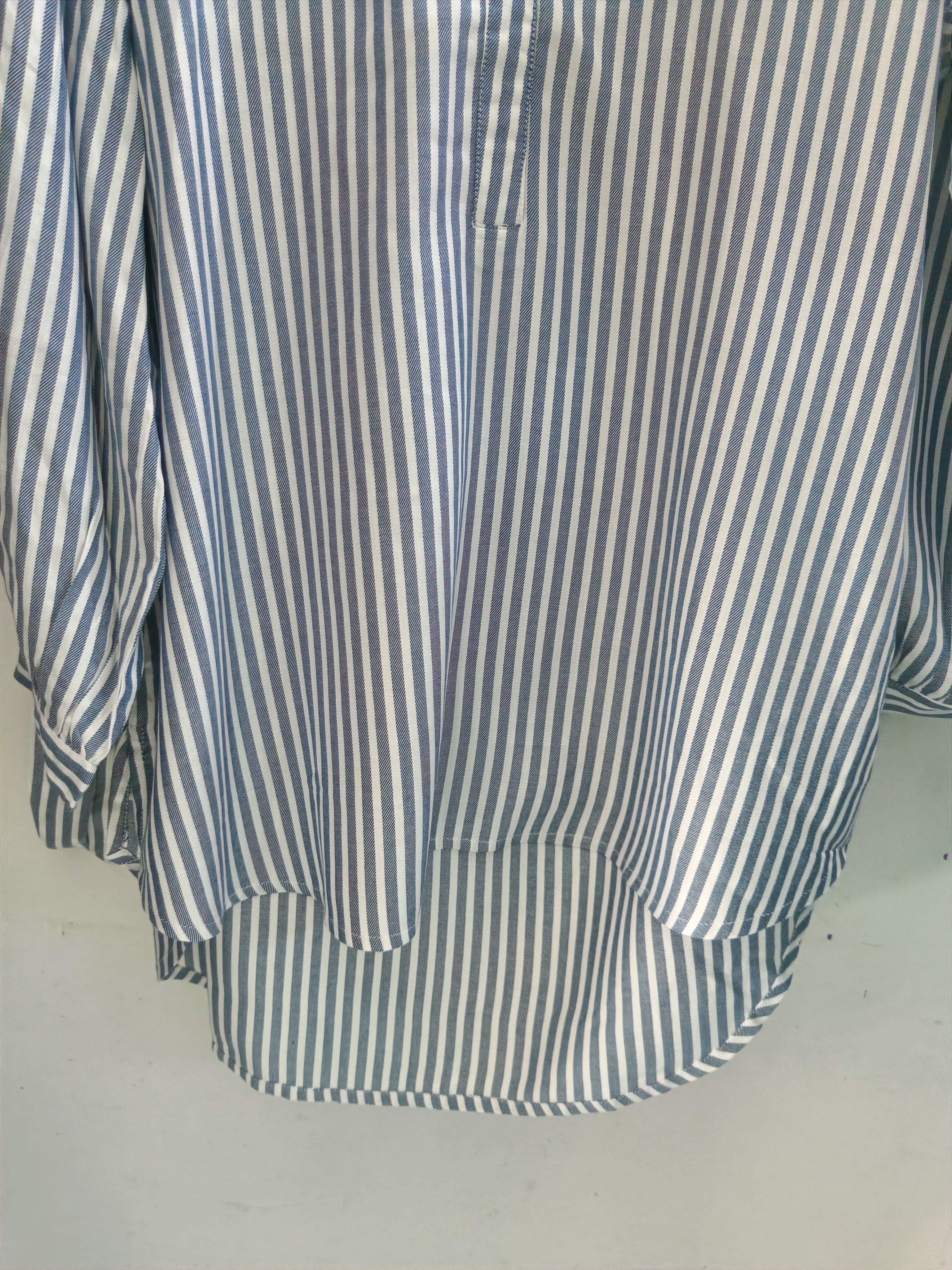 Blue & White Striped Rayon Top