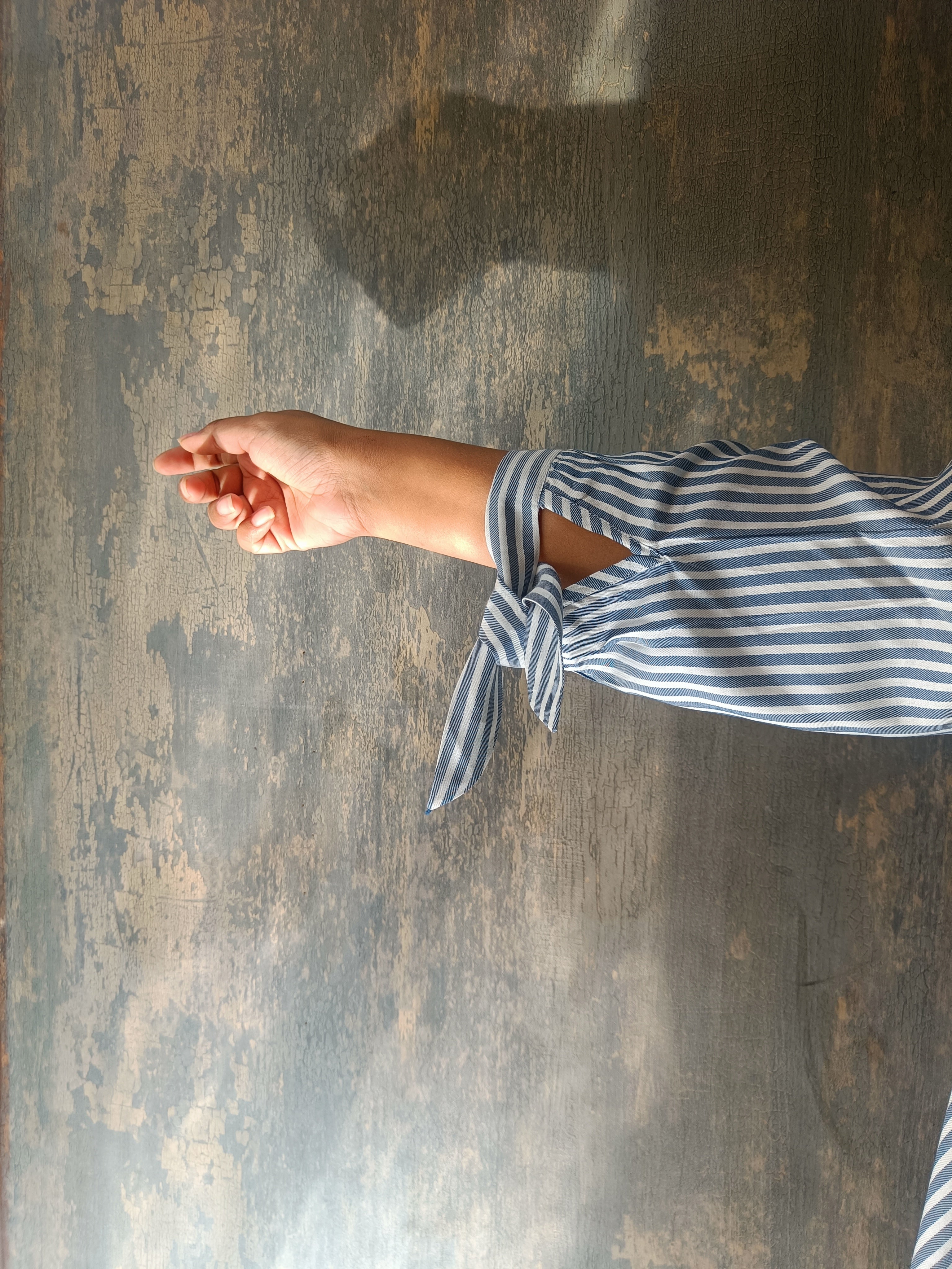 Blue & White Striped Rayon Top