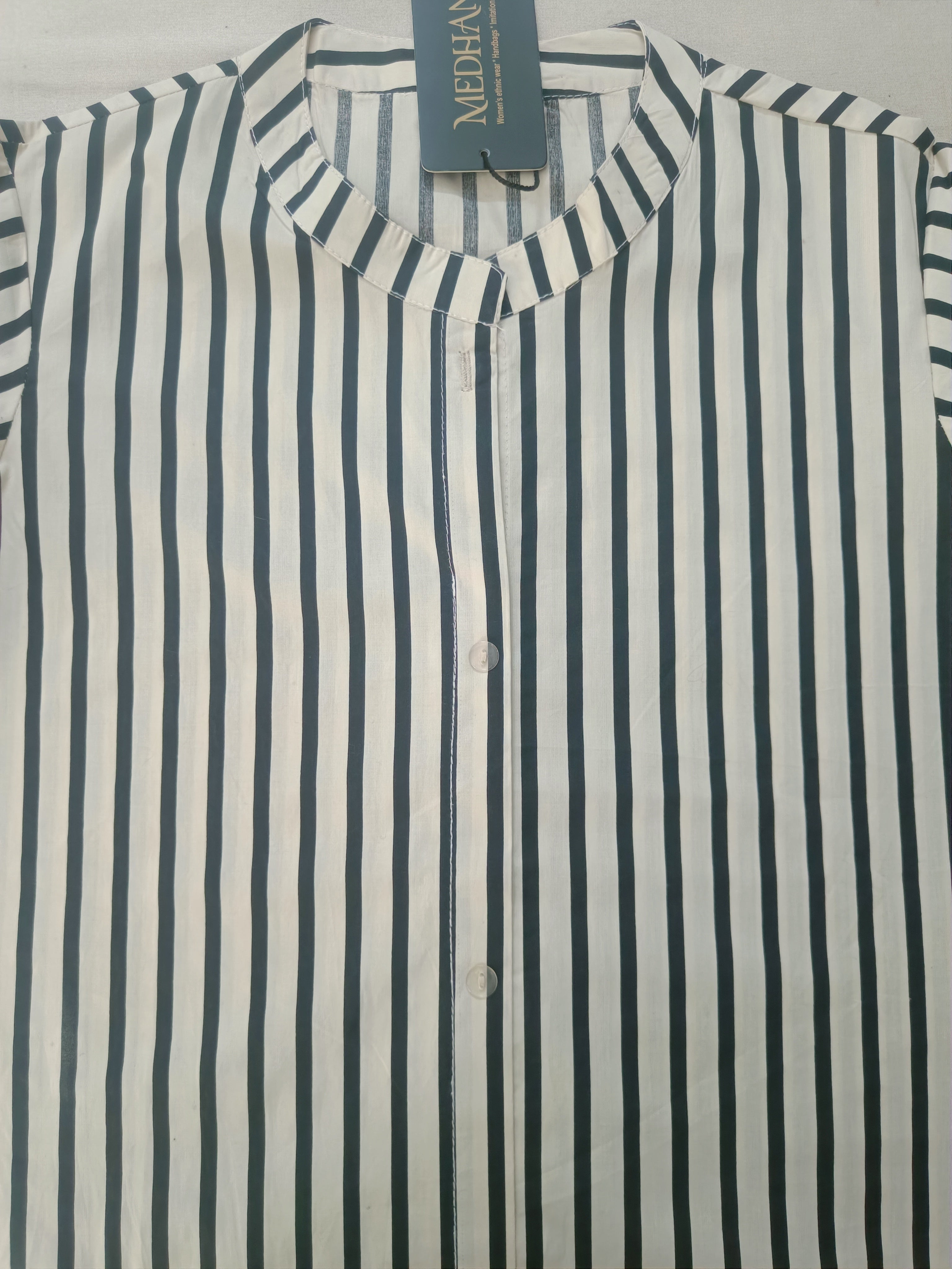Black Striped Cotton Kurta